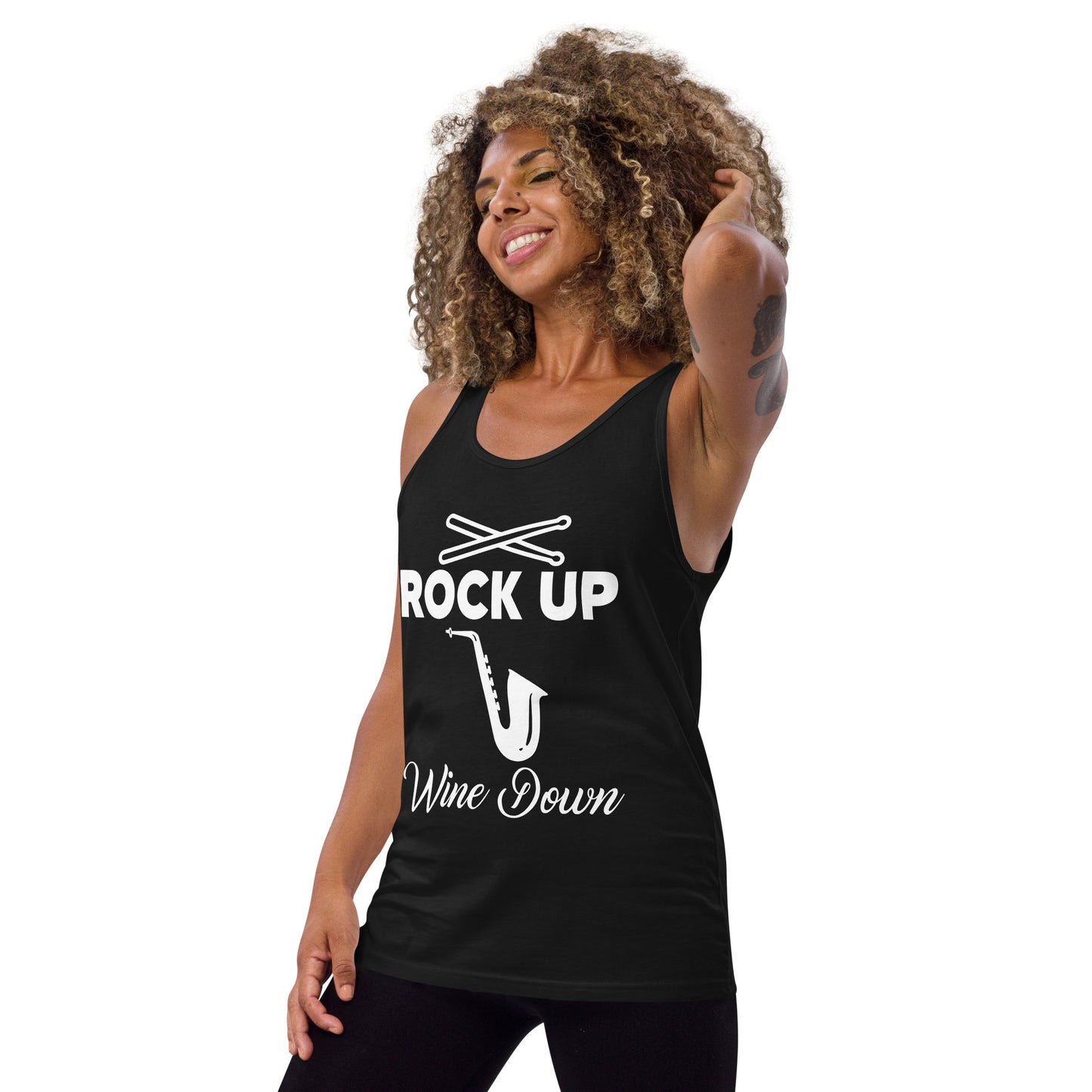 Rock Up 2 Wine Down Tank Top (White Lettering)