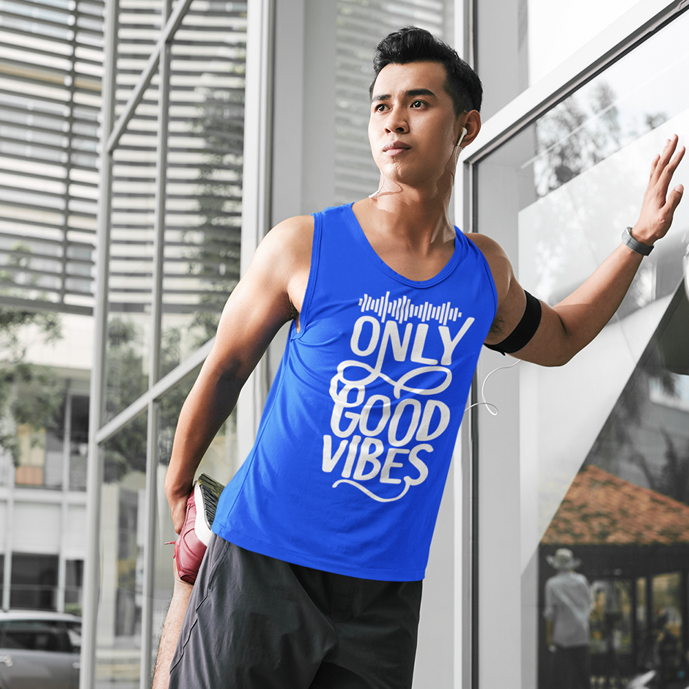 Only Good Vibes Men's Tank Top (White Lettering)