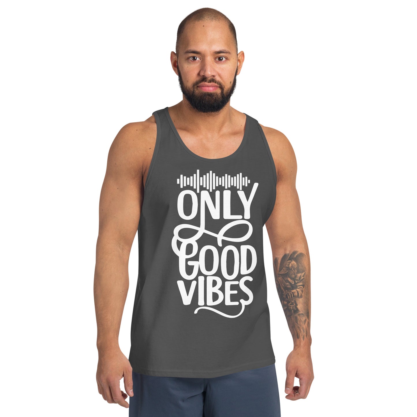 Only Good Vibes Men's Tank Top (White Lettering)